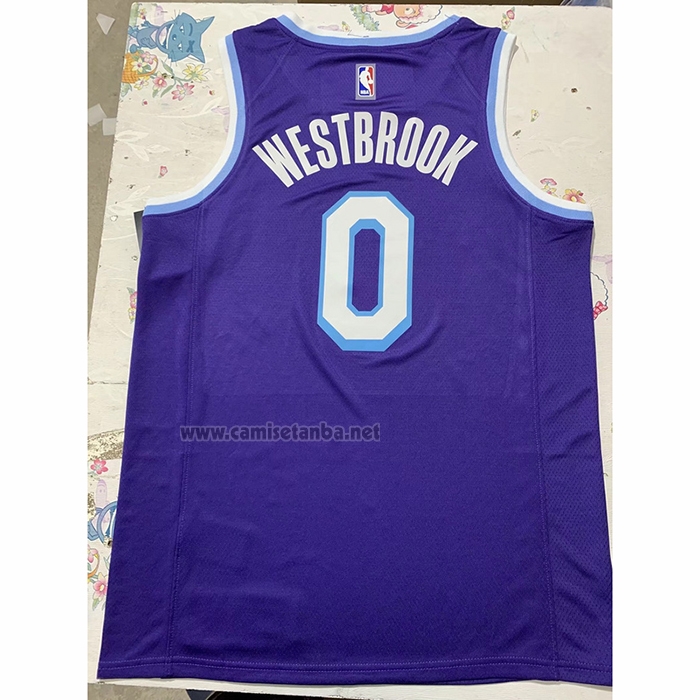 Camiseta Los Angeles Lakers Russell Westbrook #0 Ciudad 2021-22 Violeta